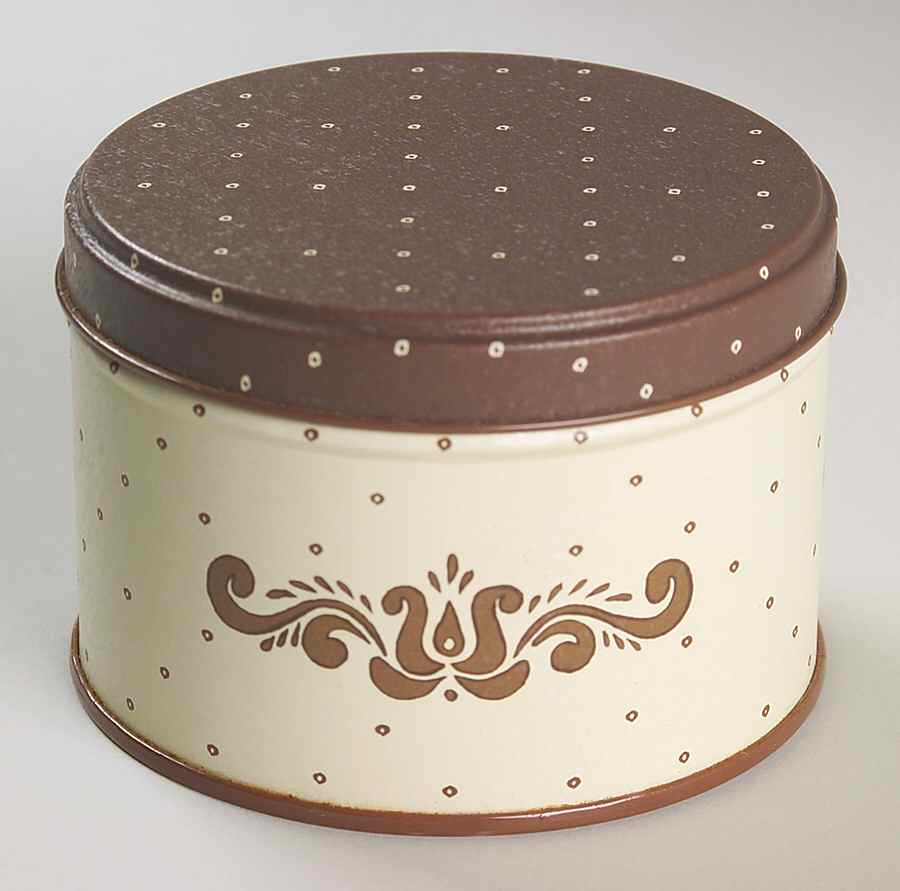 Village (Made in USA) Round Metal Box with Lid by Pfaltzgraff-1