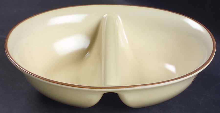 Village (Made in USA) 12" Oval Divided Vegetable Bowl by Pfaltzgraff-1