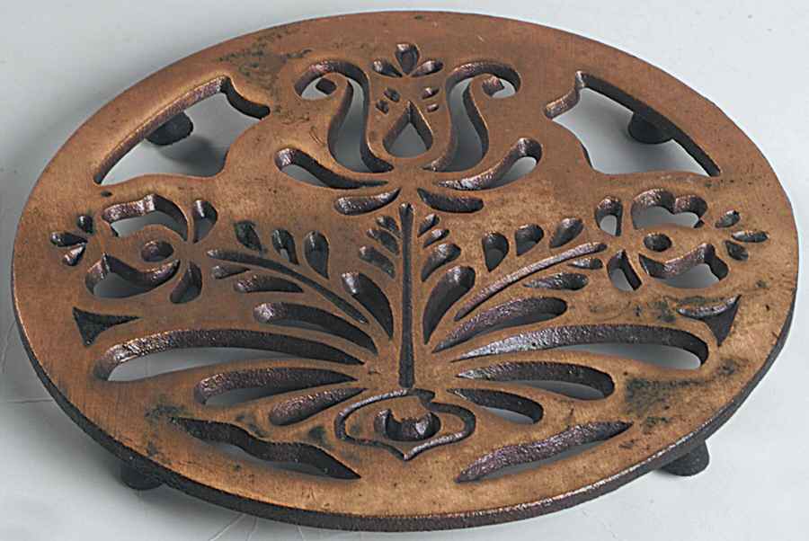 Village (Made in USA) Round Copper Trivet by Pfaltzgraff-1