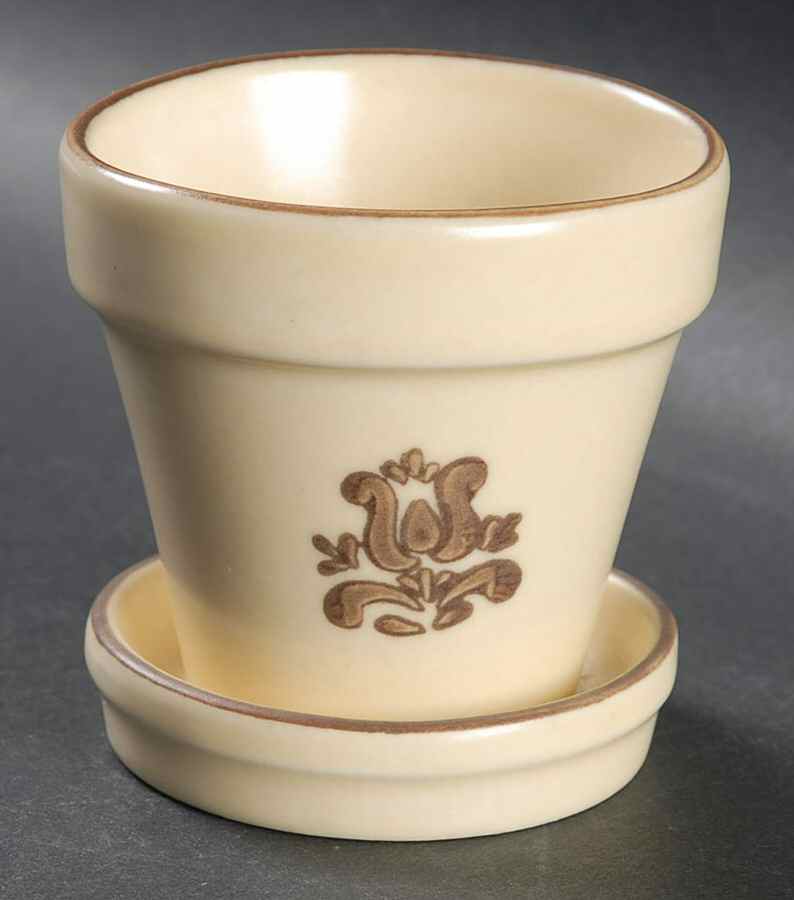 Village (Made in USA) 2" Flower Pot & Underplate by Pfaltzgraff-1
