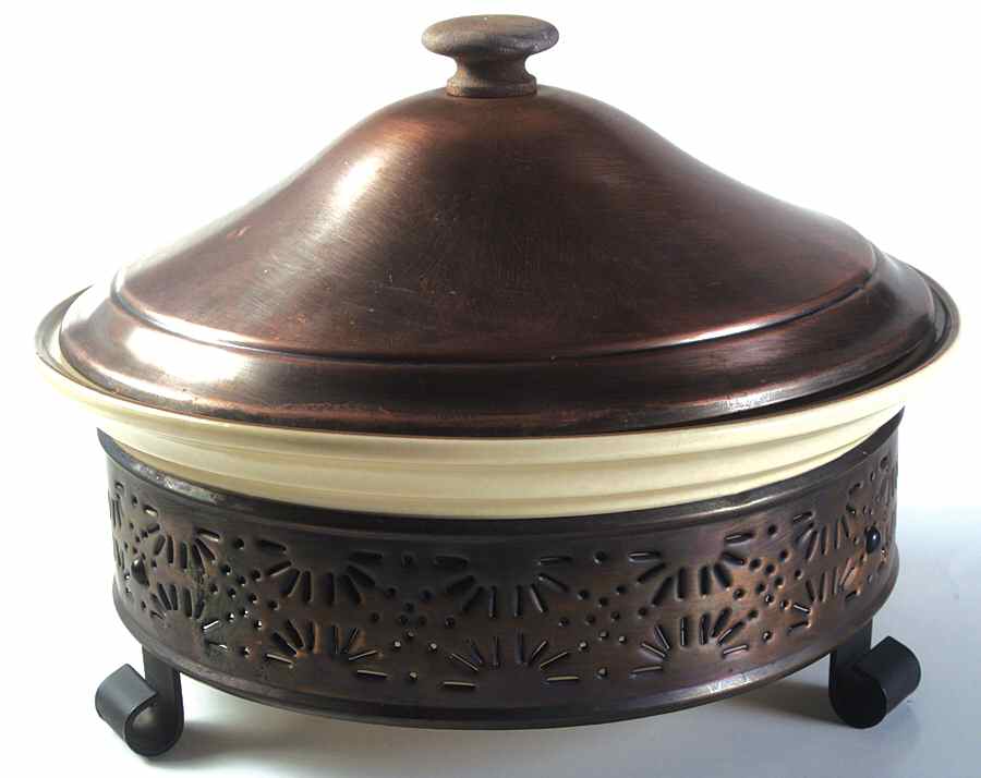 Village (Made in USA) China Casserole with Metal Lid and Stand by Pfaltzgraff-1