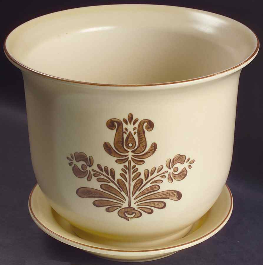 Village (Made in USA) 8" Flower Pot & Underplate by Pfaltzgraff-1