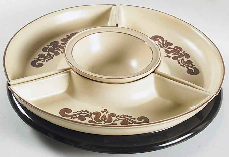 Village (Made in USA) (5 Pc) Lazy Susan (3 Sides,1 Center,1 Plastic Base by Pfaltzgraff-1