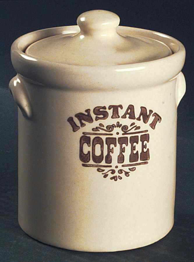 Village (Made in USA) Instant Coffee Crock & Lid by Pfaltzgraff-1