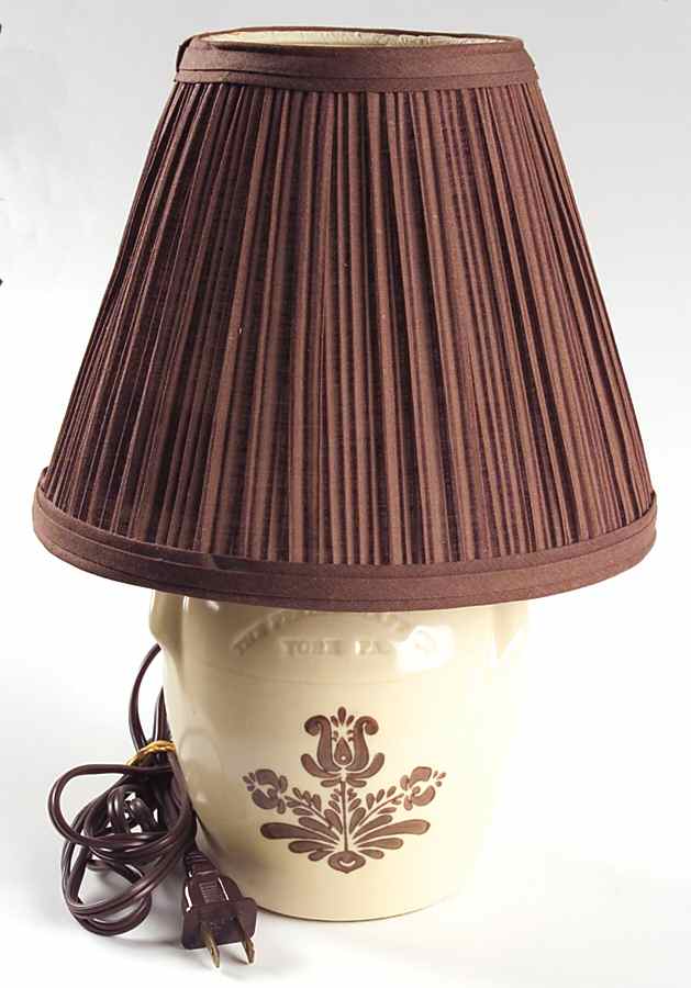 Village (Made in USA) Crock Accent Lamp & Shade by Pfaltzgraff-1