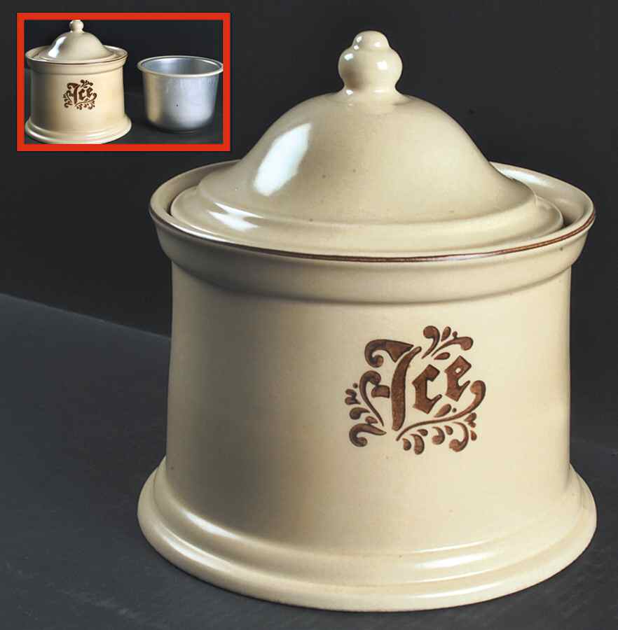 Village (Made in USA) Ice Crock with Lid & Metal Insert by Pfaltzgraff-1