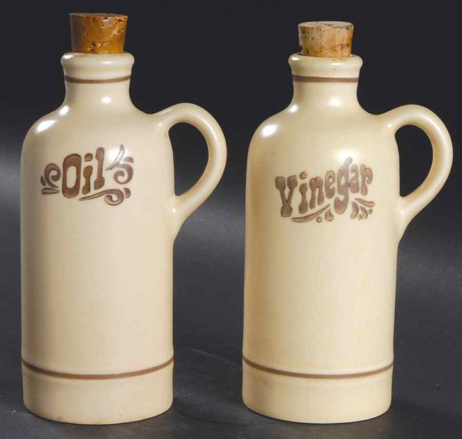 Village (Made in USA) Vinegar and Oil with Cork Stoppers by Pfaltzgraff-1