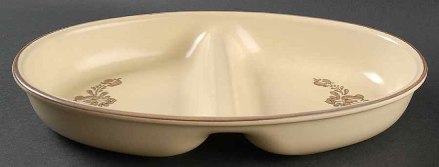 Village (Made in USA) 12" Oval Divided Vegetable Bowl by Pfaltzgraff-1