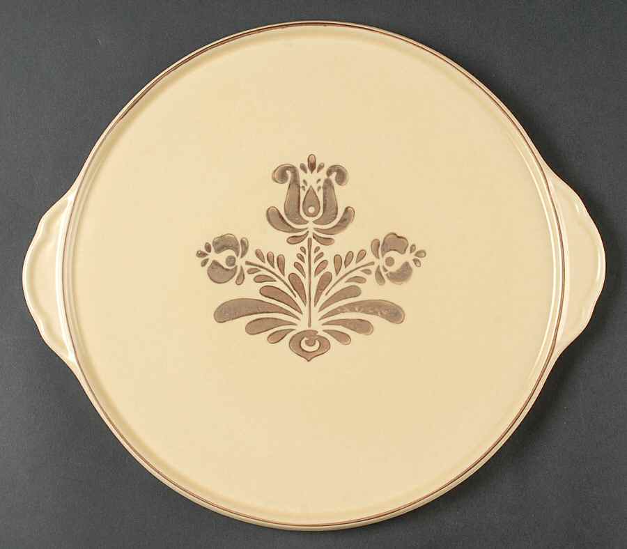 Village (Made in USA) Handled Cake Plate No Plastic Dome by Pfaltzgraff-1