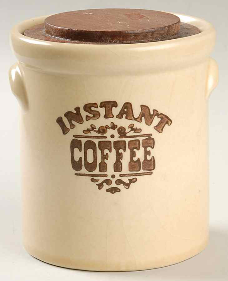 Village (Made in USA) Instant Coffee Crock & Lid by Pfaltzgraff-1