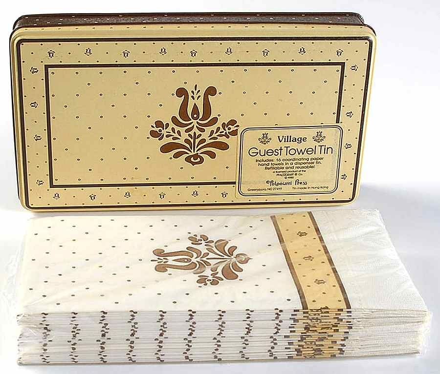 Village (Made in USA) Rectangular Metal Napkin Box W/Paper Napkins by Pfaltzgraff-1