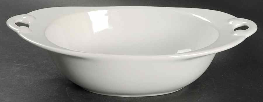 White 11" Nesting Handled Oval Serving Bowl by Pfaltzgraff-1