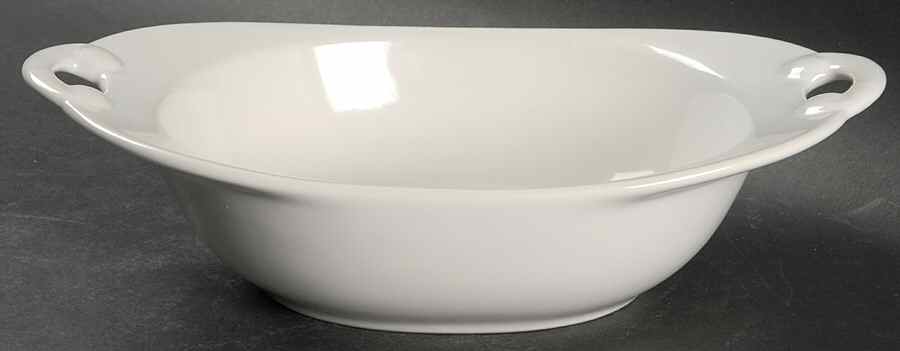 White 9" Nesting Handled Oval  Serving Bowl by Pfaltzgraff-1