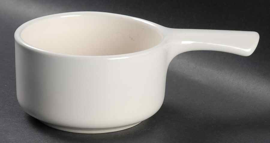 White Round Handled Bowl by Pfaltzgraff-1