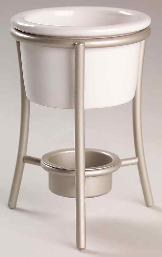 White Butter Warmer with Metal Stand by Pfaltzgraff-1