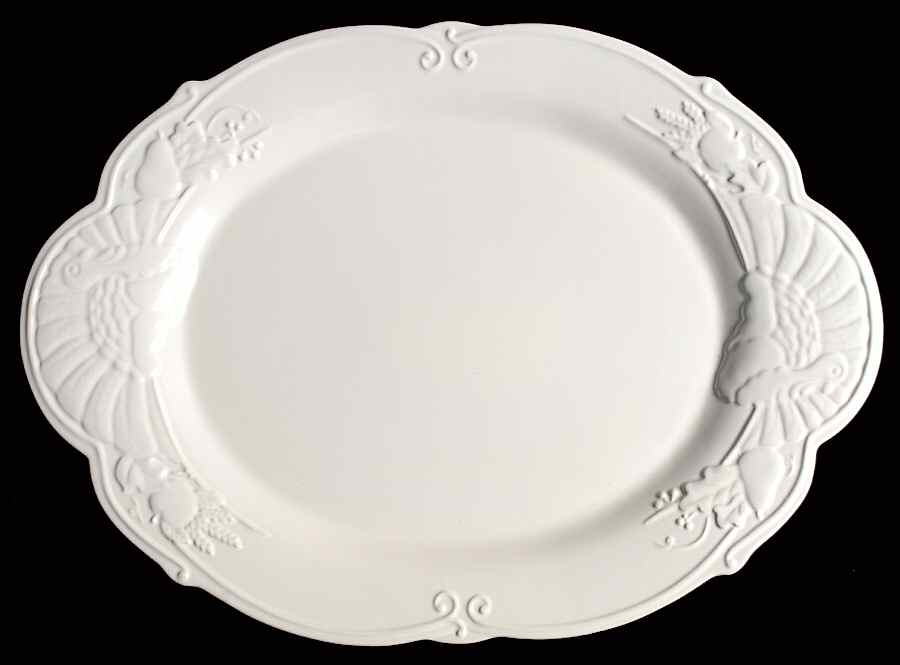 White 18" Oval Turkey Serving Platter by Pfaltzgraff-1