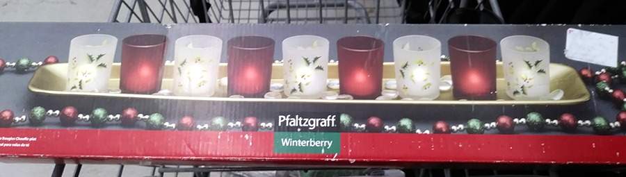 Winterberry 10 Pc Glassware Votive Candleholder & Plastic Tray by Pfaltzgraff-1
