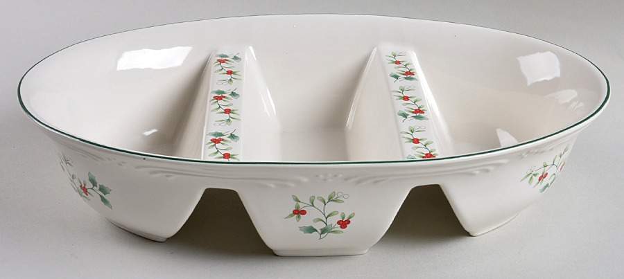 Winterberry 3-Part Oval Divided Server by Pfaltzgraff-1