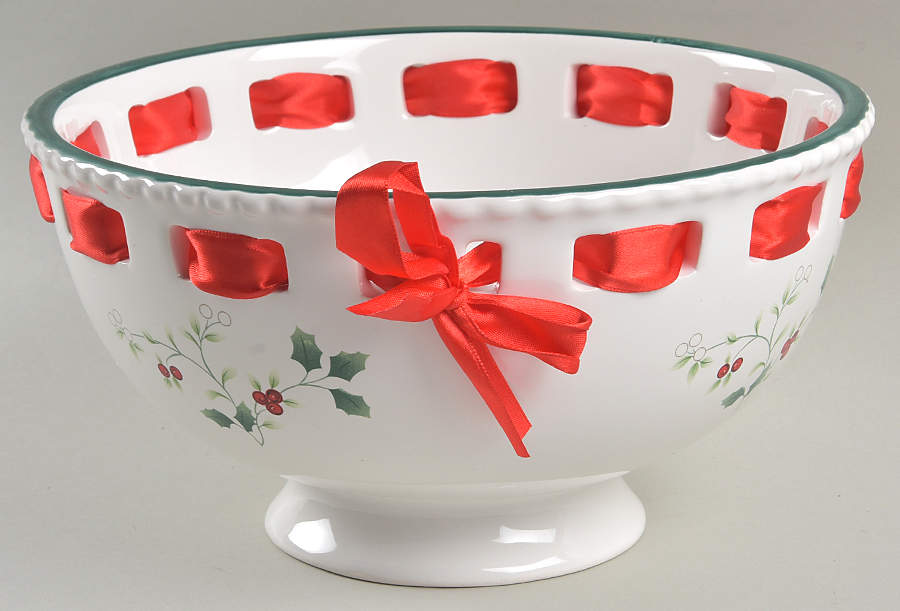 Winterberry 9" Pierced Footed Bowl by Pfaltzgraff-1