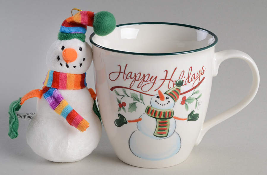 Winterberry Mug & Plush Snowman Ornament Set by Pfaltzgraff-1