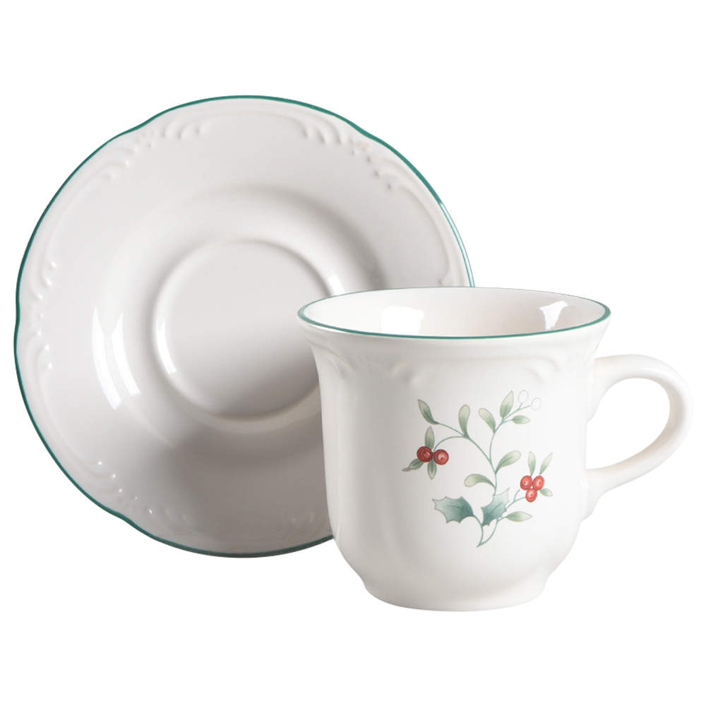 Winterberry Flat Cup & Saucer Set by Pfaltzgraff-1