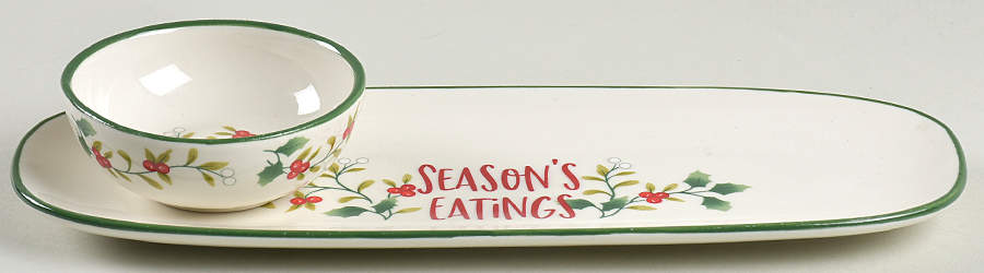 Winterberry 11" Oval Tray w/Dip Bowl by Pfaltzgraff-1