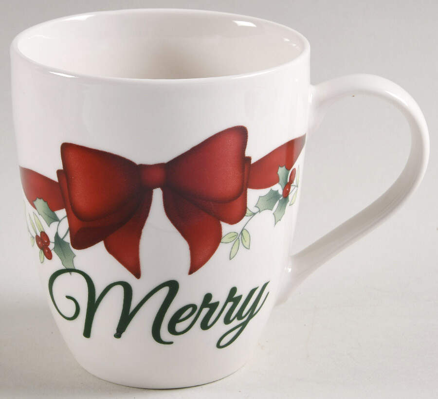 Winterberry 20 Oz Red Ribbon Decal Mug by Pfaltzgraff-1