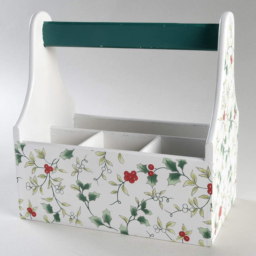 Winterberry Wood Silverware/Napkin Caddy by Pfaltzgraff-1