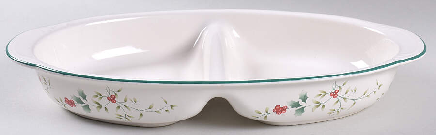 Winterberry 14" Oval Divided Vegetable Bowl by Pfaltzgraff-1
