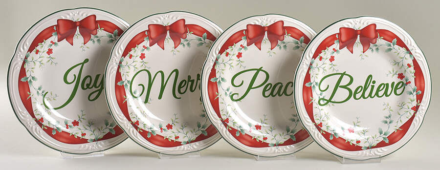Winterberry Red Ribbon Salad Plate - Set of 4 Motifs by Pfaltzgraff-1