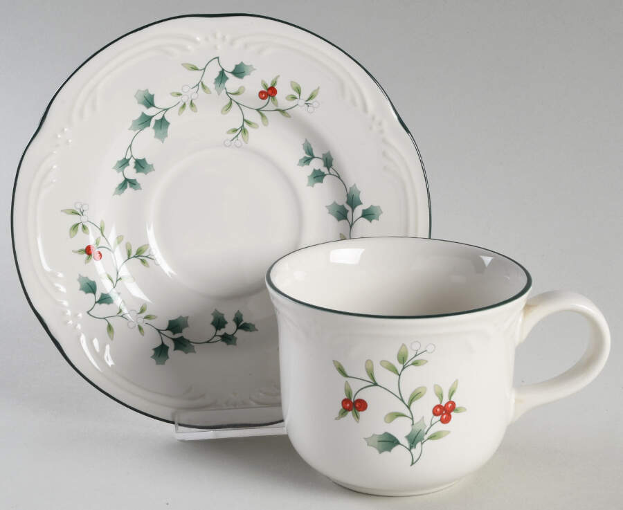 Winterberry Flat Cup & Saucer Set by Pfaltzgraff-1