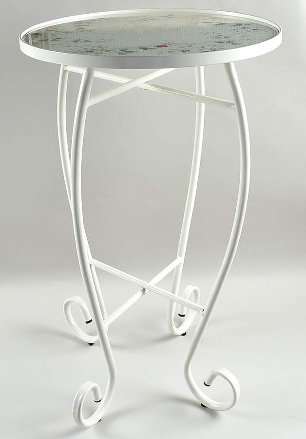 Winterberry Metal Accent Table W/Glass Insert by Pfaltzgraff-1