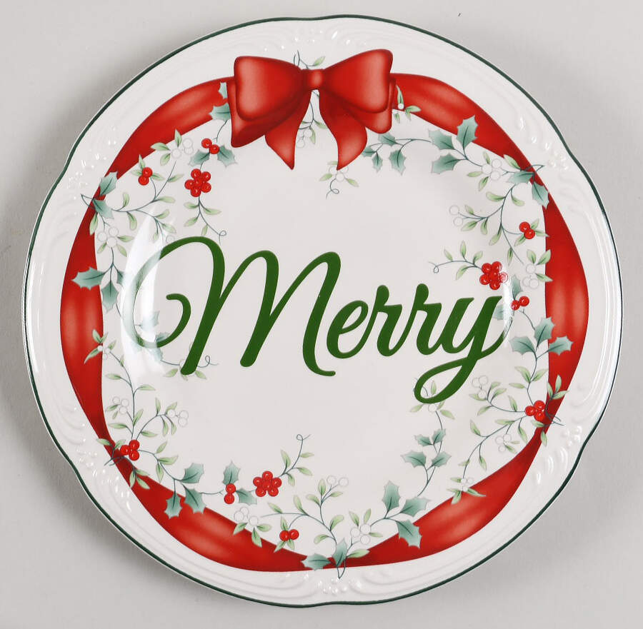 Winterberry Red Ribbon Salad Plate by Pfaltzgraff-1
