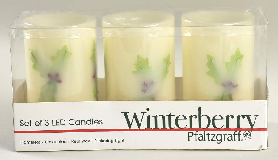 Winterberry 5'' LED Candles - Set of 3 by Pfaltzgraff-1