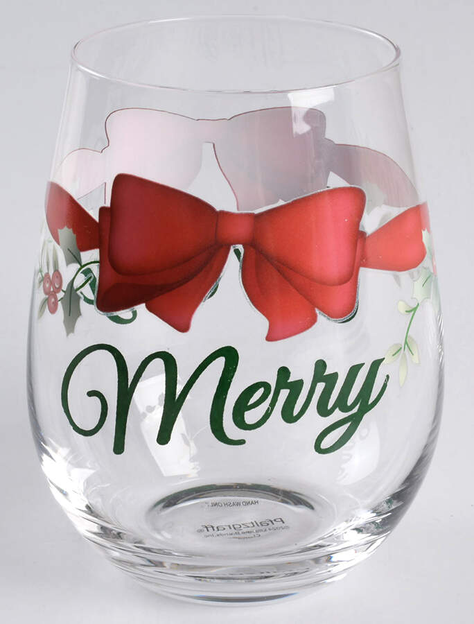 Winterberry Sentiment Stemless Wine Glass by Pfaltzgraff-1