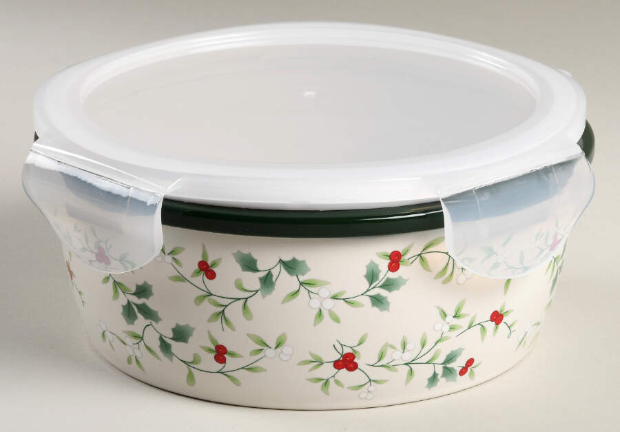Winterberry 6" Storage Bowl Ceramic with Plastic Lid by Pfaltzgraff-1