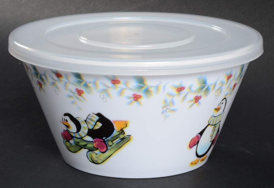Winterberry Melamine Child's Bowl with Plastic Lid by Pfaltzgraff-1