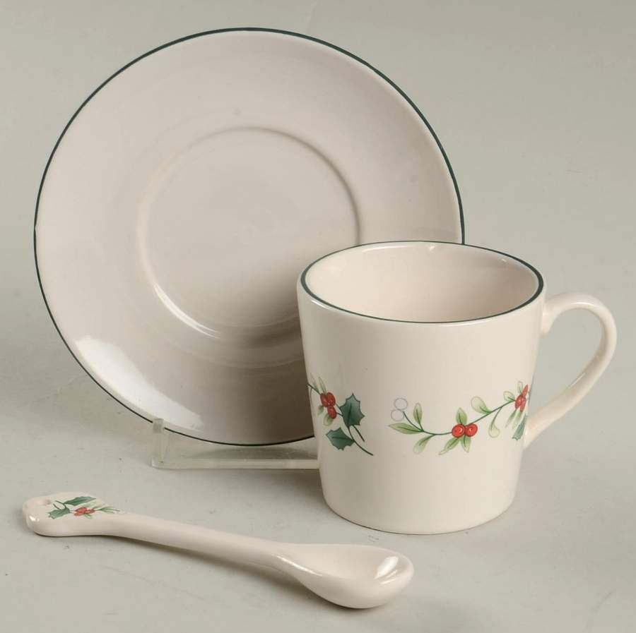 Winterberry Espresso Cup & Saucer Set w/Spoon by Pfaltzgraff-1
