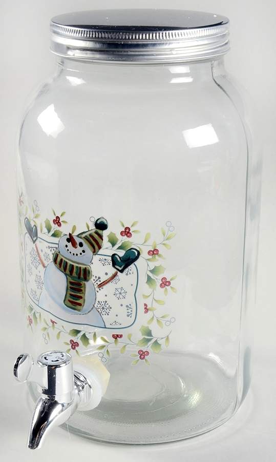 Winterberry Glasware Beverage Server with Metal Lid by Pfaltzgraff-1