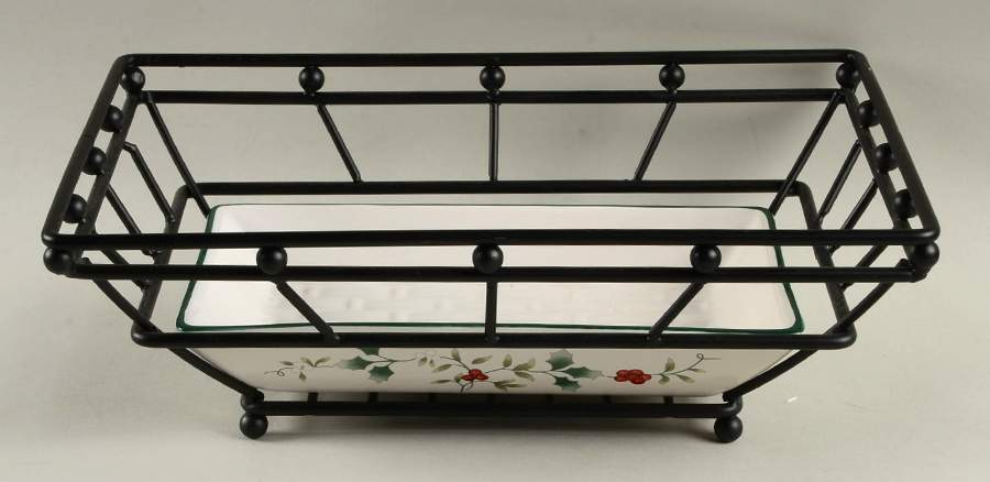 Winterberry Metal Bread/Basket w/Ceramic Tray by Pfaltzgraff-1
