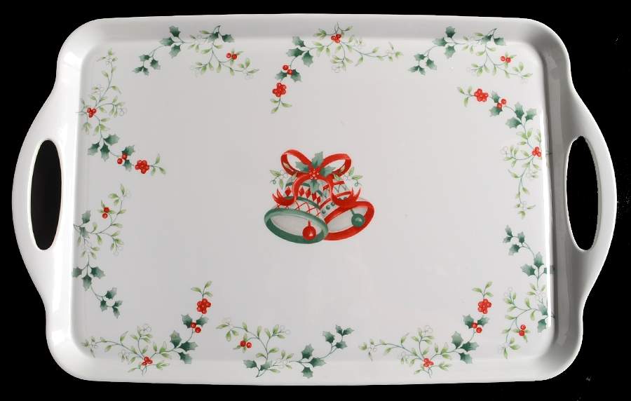Winterberry 19" Rectangular Handled Serving Melamine Tray by Pfaltzgraff-1