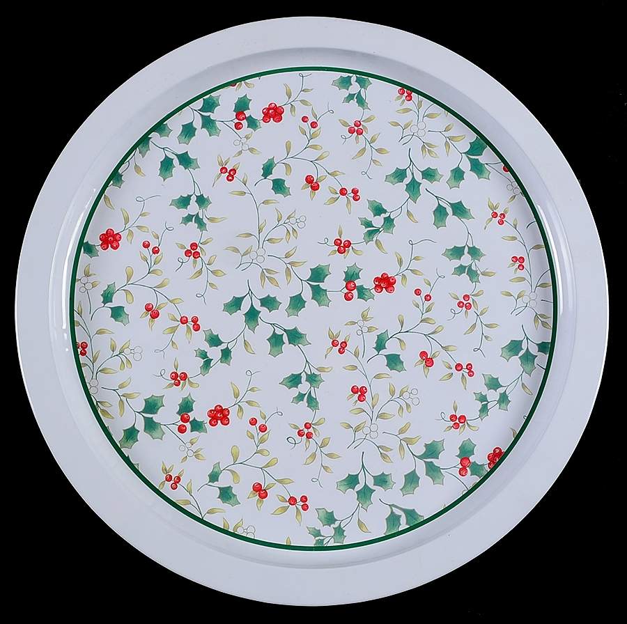 Winterberry 13" Metal Round Tray by Pfaltzgraff-1