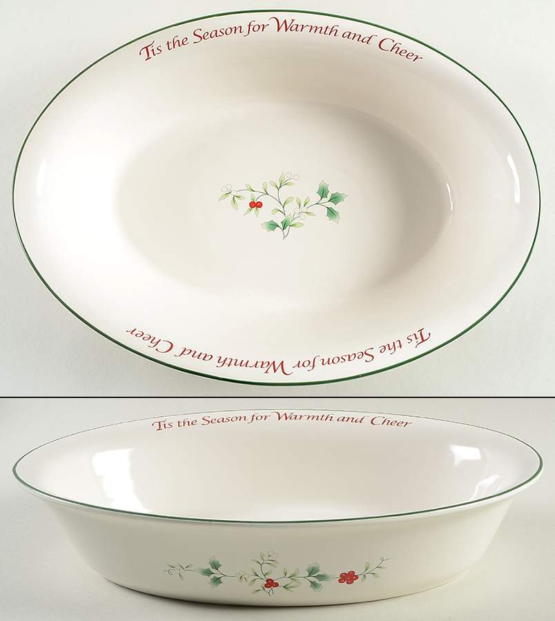 Winterberry 12" Oval Sentiments Vegetable Bowl by Pfaltzgraff-1