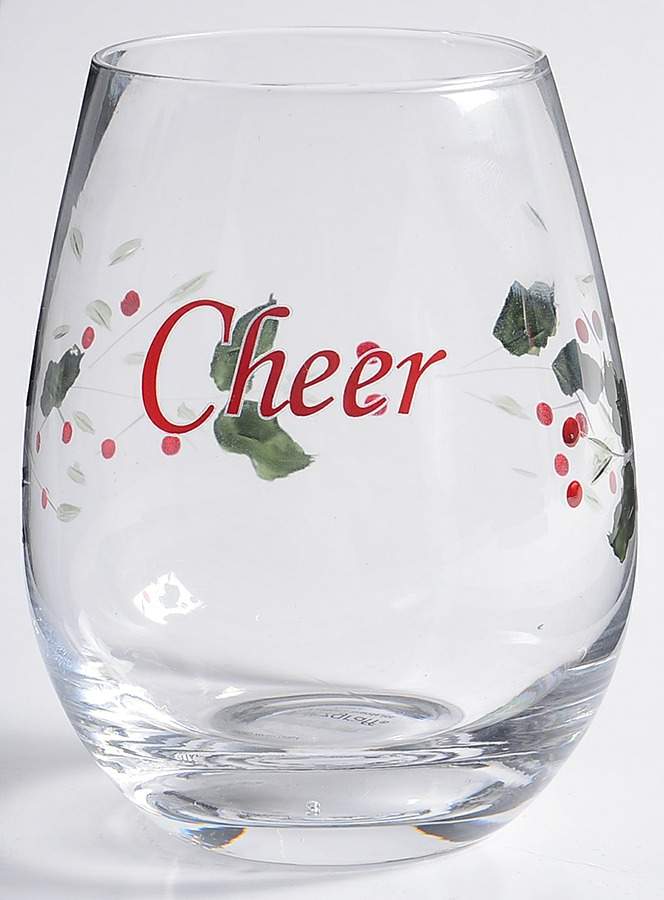 Winterberry Sentiment Stemless Wine Glass by Pfaltzgraff-1