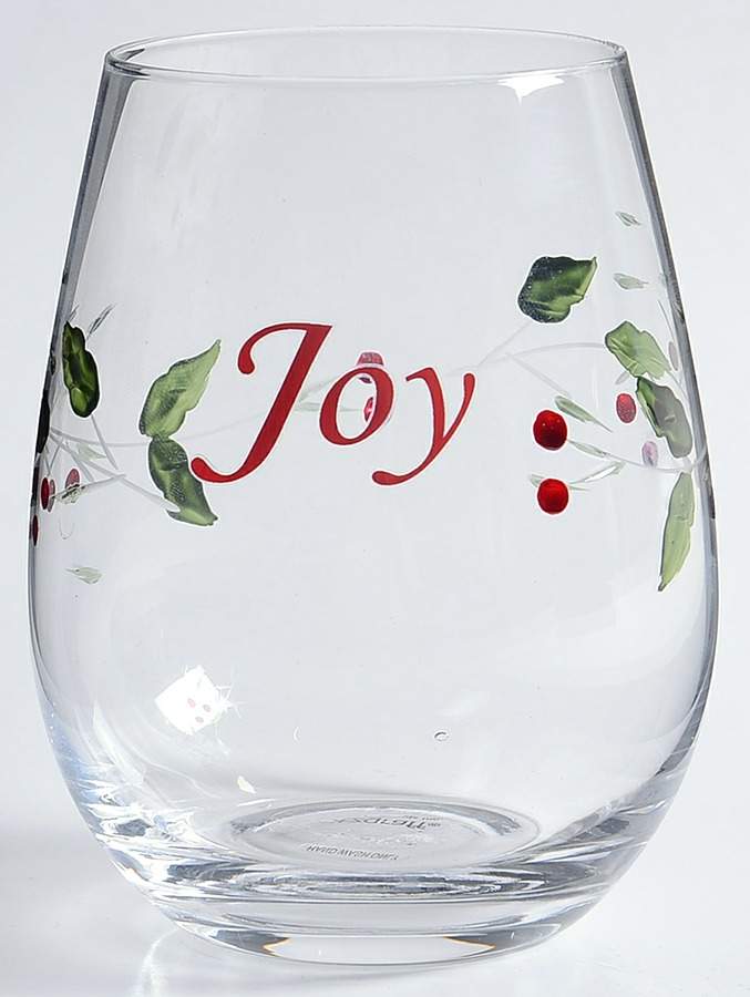 Winterberry Sentiment Stemless Wine Glass by Pfaltzgraff-1