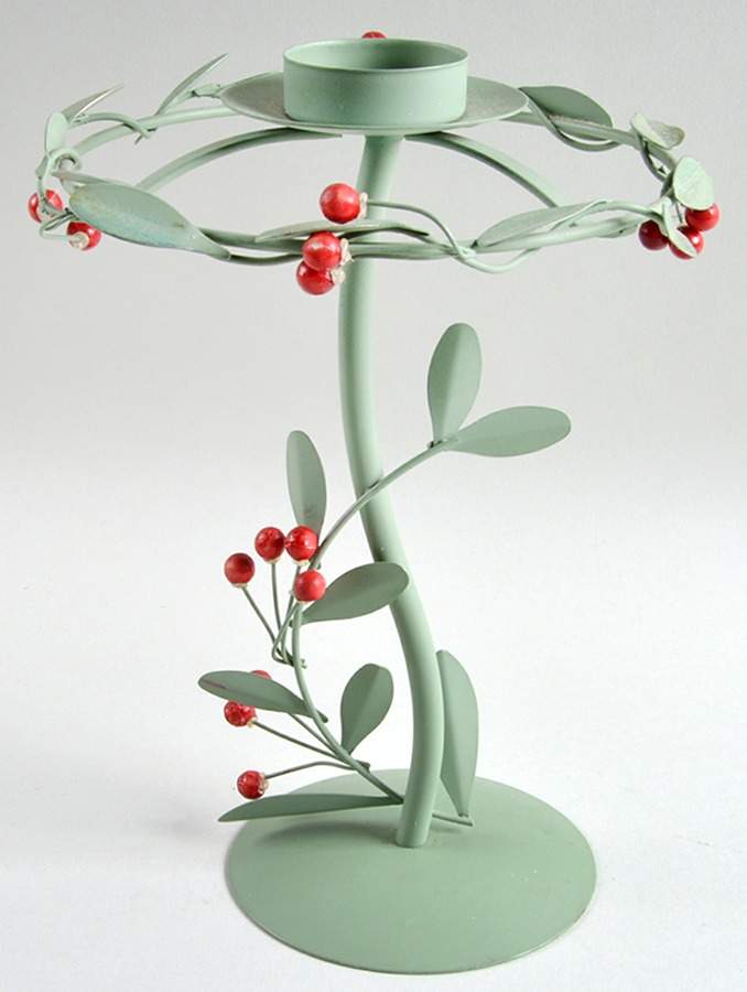 Winterberry 8" Metal Single Light Candlestick by Pfaltzgraff-1