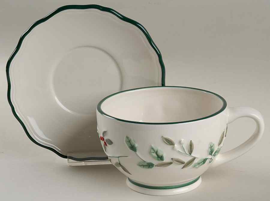 Winterberry Flat Cup & Saucer Set by Pfaltzgraff-1