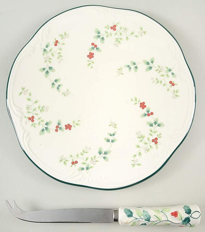 Winterberry Cheese Tray/Board & Sculpted Slicer (CHTBO&CHSLS1) by Pfaltzgraff-1