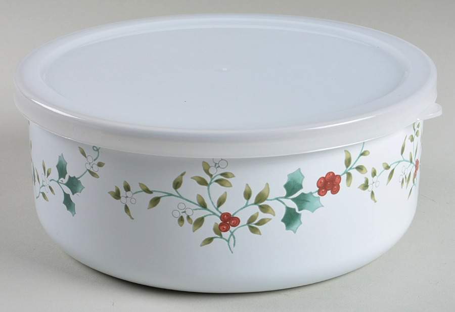 Winterberry 71/4" Metal Bowl W/Plastic Lid by Pfaltzgraff-1