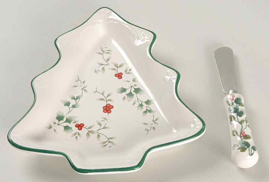 Winterberry Tree Shaped Dish & Spreader by Pfaltzgraff-1